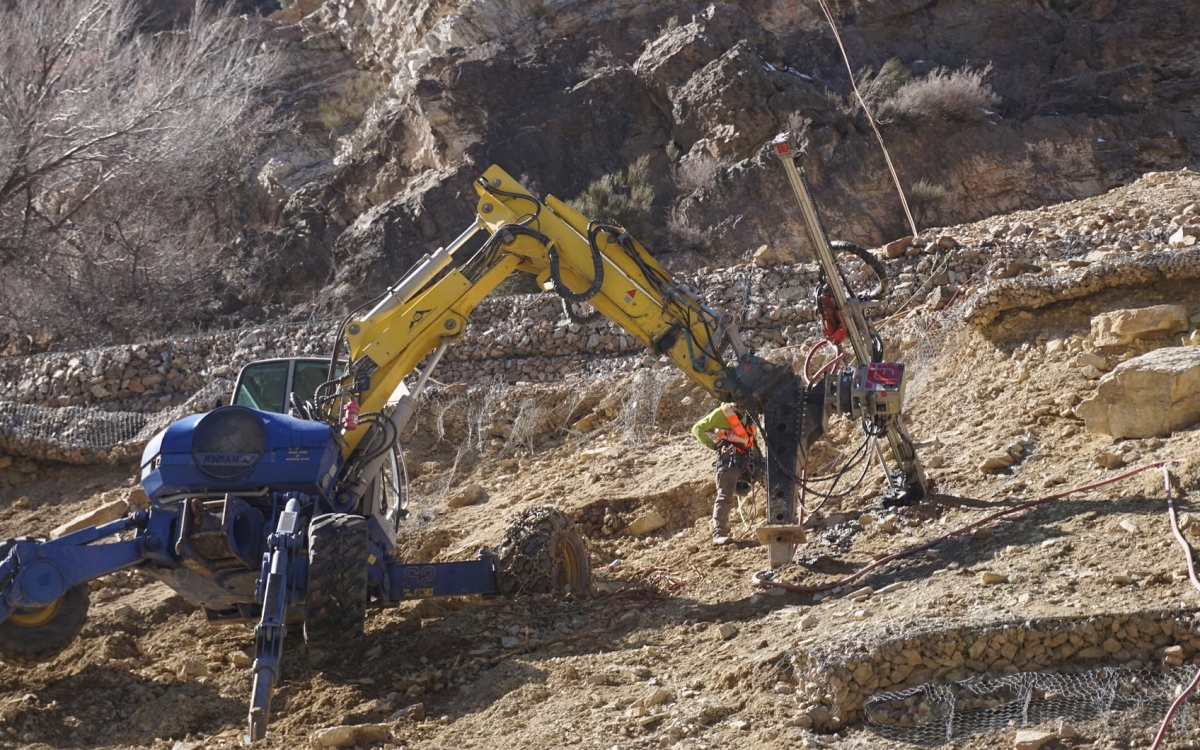 Micropiles are used for new foundations, underpinning, bridge rehabilitation, and other specialized geotechnical applications. Their installation using relatively compact drilling equipment makes them particularly useful in restricted-access environments. Photo Credit: TEI Rock Drills