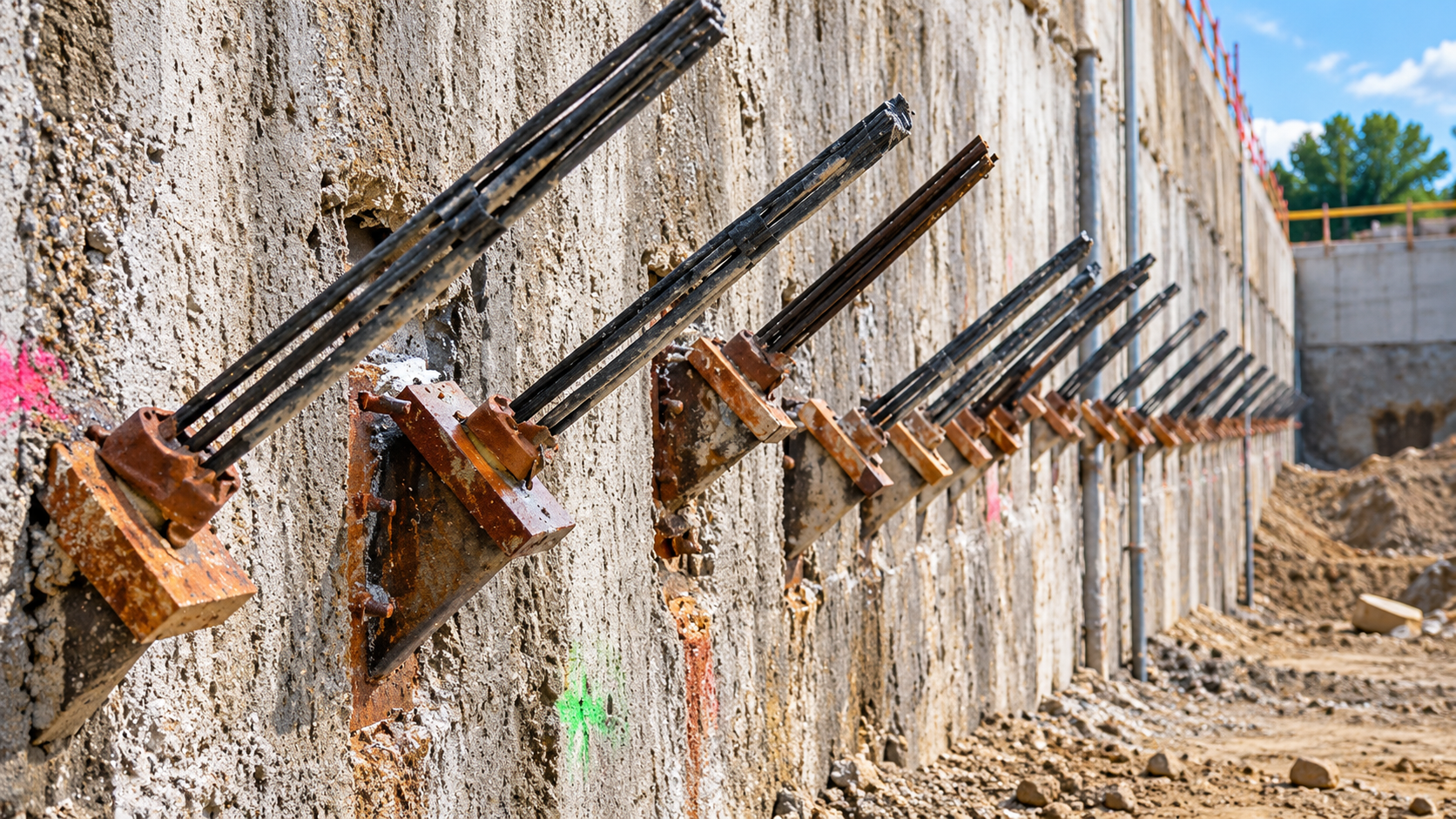 Field testing is an integral part of ground-anchor construction because installed capacity depends on both ground conditions and construction procedures. USACE guidance calls for testing before and during installation to verify the adequacy of the anchor system and installation methods.